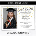 minimal editable photo graduation party invitation template digital download high school college grad party